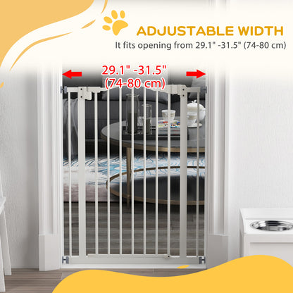 Extra Tall Dog Gate with Door, Pressure Fit, Auto Close, Double Locking for Doorways Hallways Stairs, White Houses, Kennels & Pens   at Gallery Canada