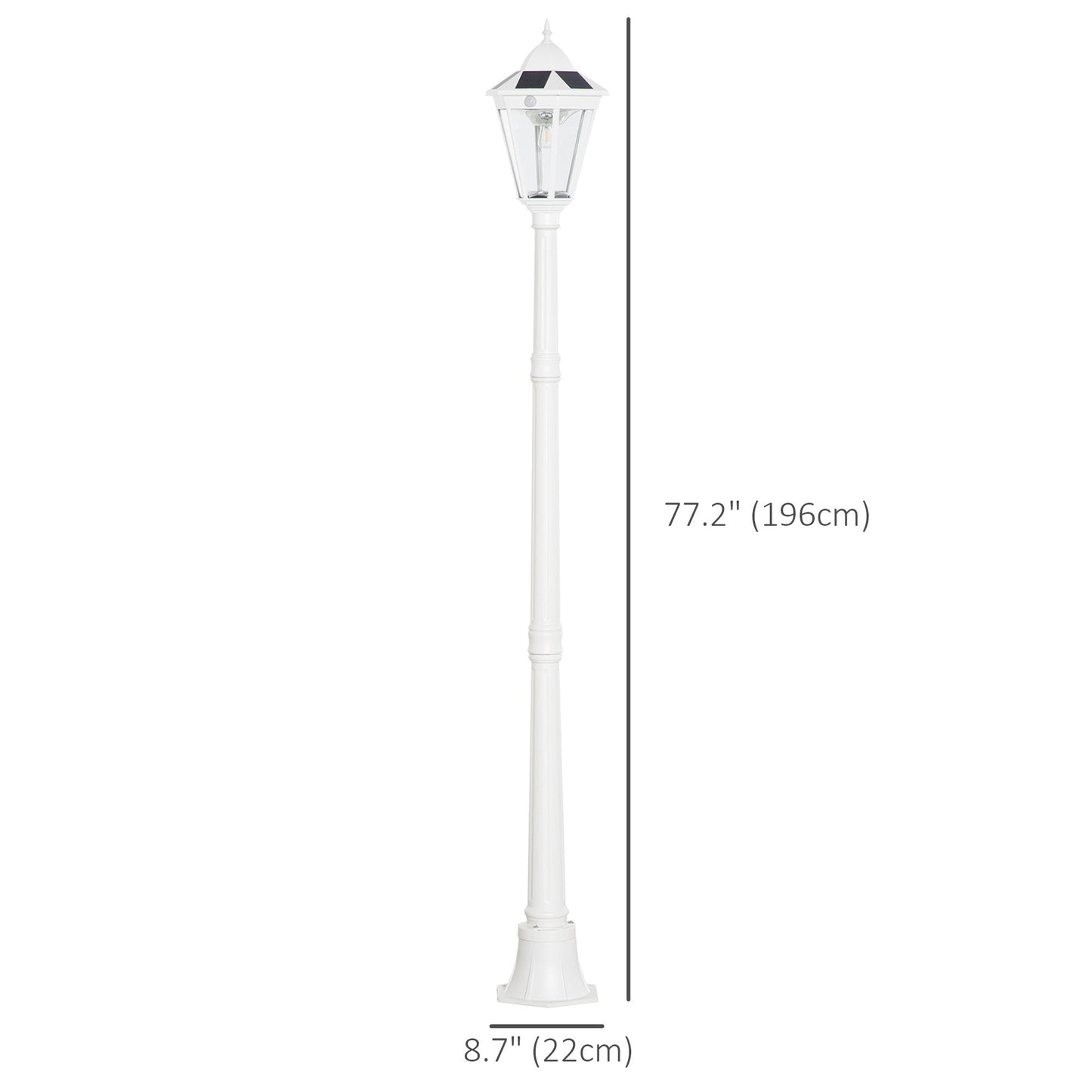 77" Solar Lamp Post Light Outdoor Street Lamp, Motion Activated Sensor PIR, Adjustable Brightness for Backyard, White Solar Post Lamps   at Gallery Canada