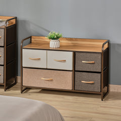 5-Bin Dresser Storage Tower Cabinet Organizer Unit, Easy Pull Fabric Bins with Metal Frame for Bedroom - Gallery Canada