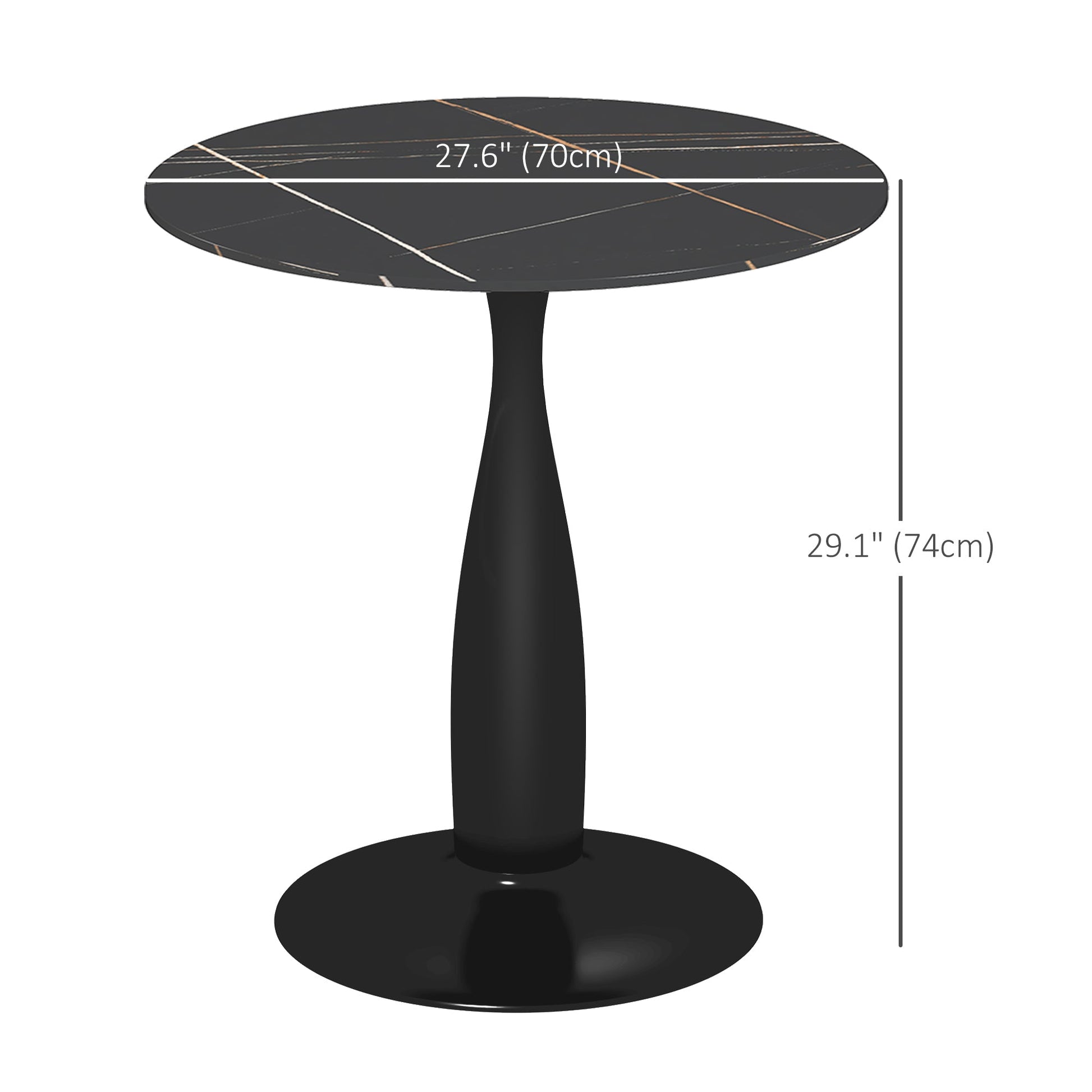 Round Dining Table, Modern Dining Room Table with Faux Marbled Top, Steel Base, Space Saving Small Kitchen Table, Black Bar Tables & Dining Tables   at Gallery Canada