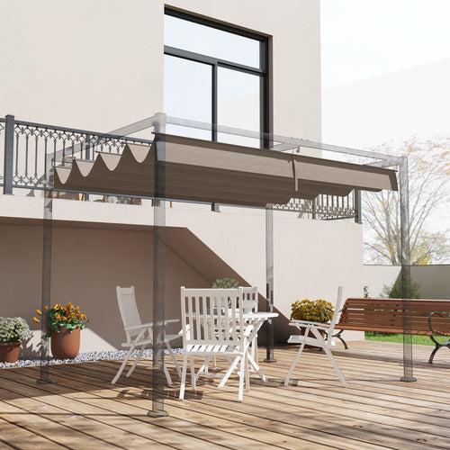 Pergola Canopy, Retractable Sun Shade Cover for 9.8' x 7.1' Pergola, UV30+ Protected, Coffee