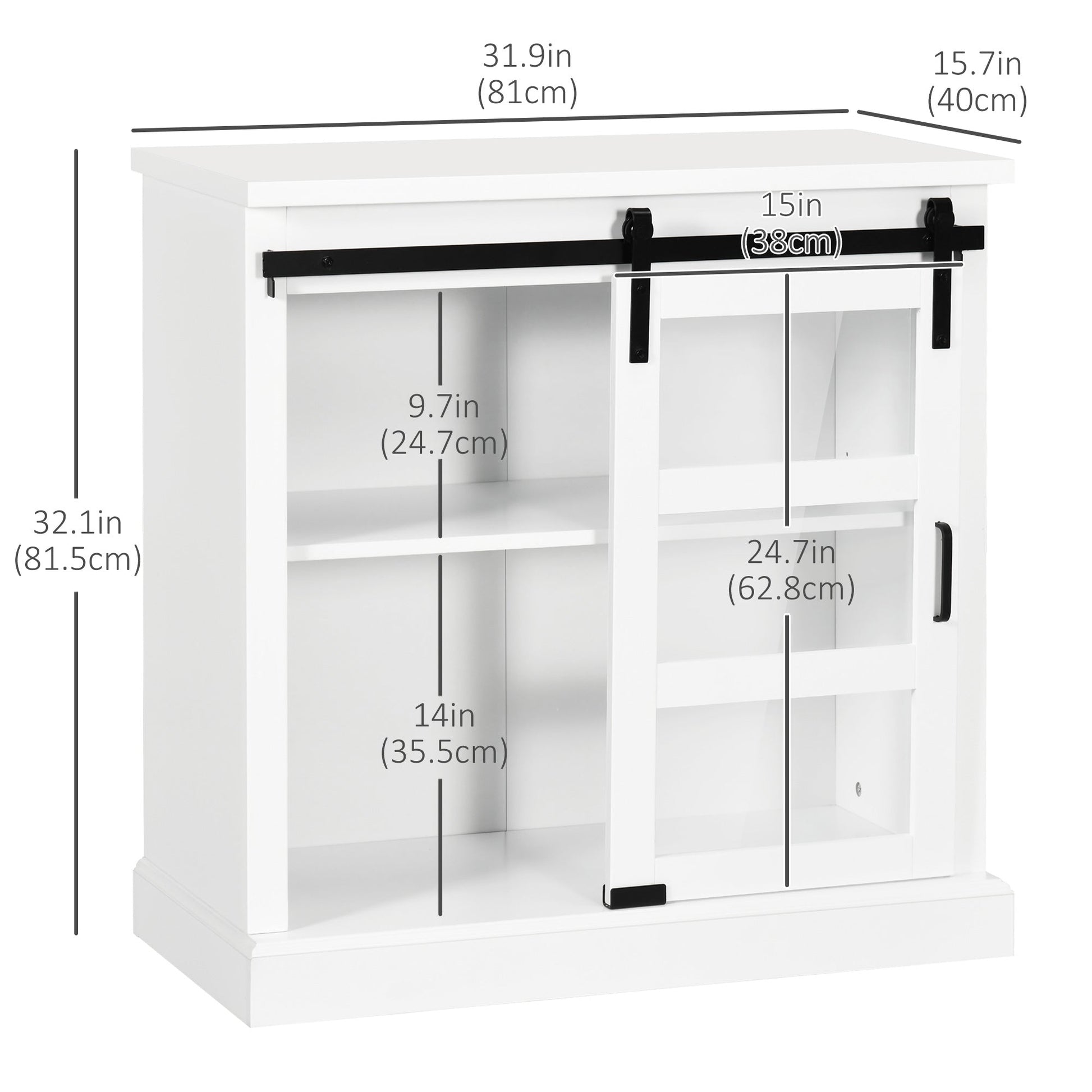 Buffet Cabinet Kitchen Storage Sideboard with Glass Sliding Door, Adjustable Shelf for Dining Room, White Bar Cabinets Multi Colour  at Gallery Canada