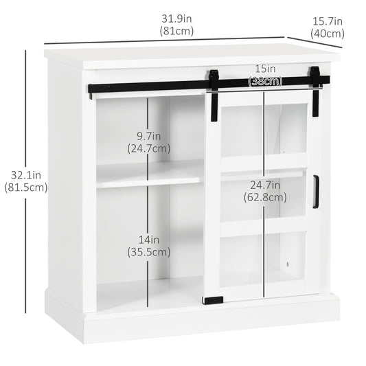 Buffet Cabinet Kitchen Storage Sideboard with Glass Sliding Door, Adjustable Shelf for Dining Room, White Bar Cabinets Multi Colour  at Gallery Canada