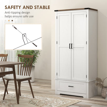 69" Tall Farmhouse Kitchen Pantry Cabinet with 2 Doors, Drawer and Adjustable Shelves for Dining Room, White Kitchen Pantry Cabinets   at Gallery Canada