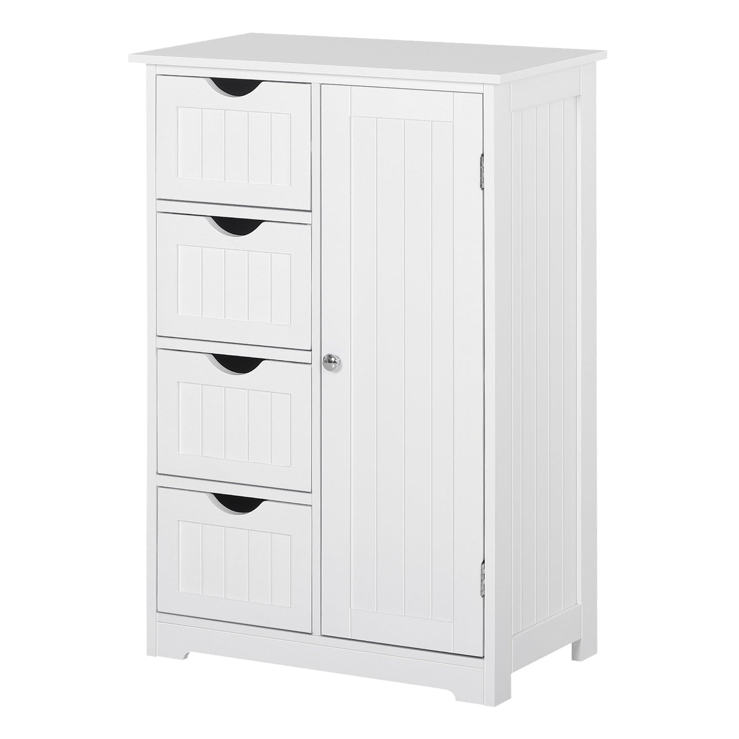 Bathroom Storage Cabinet, Floor Cabinet with Adjustable Shelf and 4 Drawers, Side Cabinet for Washroom, White Bathroom Cabinets White  at Gallery Canada