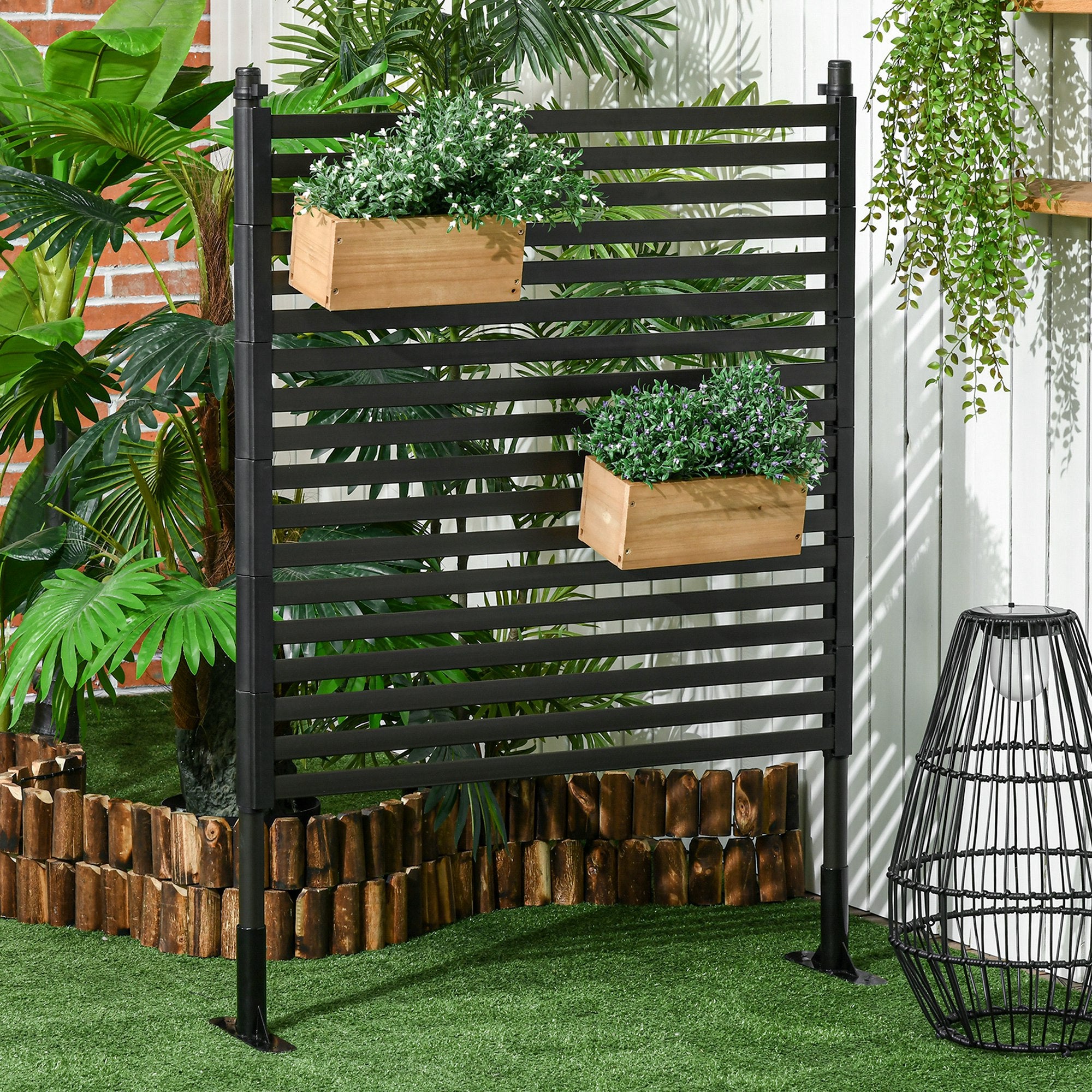 Picket Metal Garden Fence for Hard &; Soft Ground, 4 ft(H) Standing Outdoor Fencing with Feet, Animal Barrier Flower Bed Landscape Edging, Brown Garden Fences at Gallery Canada