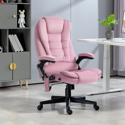 6 Point Vibrating Massage Office Chair High Back Executive Chair with Reclining Back, Swivel Wheels, Pink Massage Chairs   at Gallery Canada