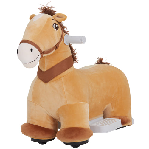 6V Battery Powered Kids Ride on Animal Toy, Electric Ride on Horse with Music Forward, Brown