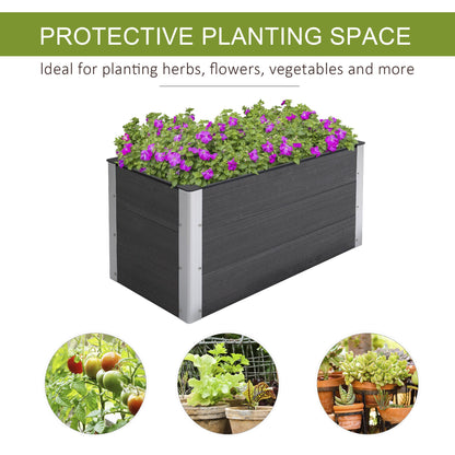 3' x 2' x 2' Raised Garden Bed, Wood Plastic Planter Box for Flowers, Vegetable, Herb, Grey Galvanized Planter Boxes   at Gallery Canada