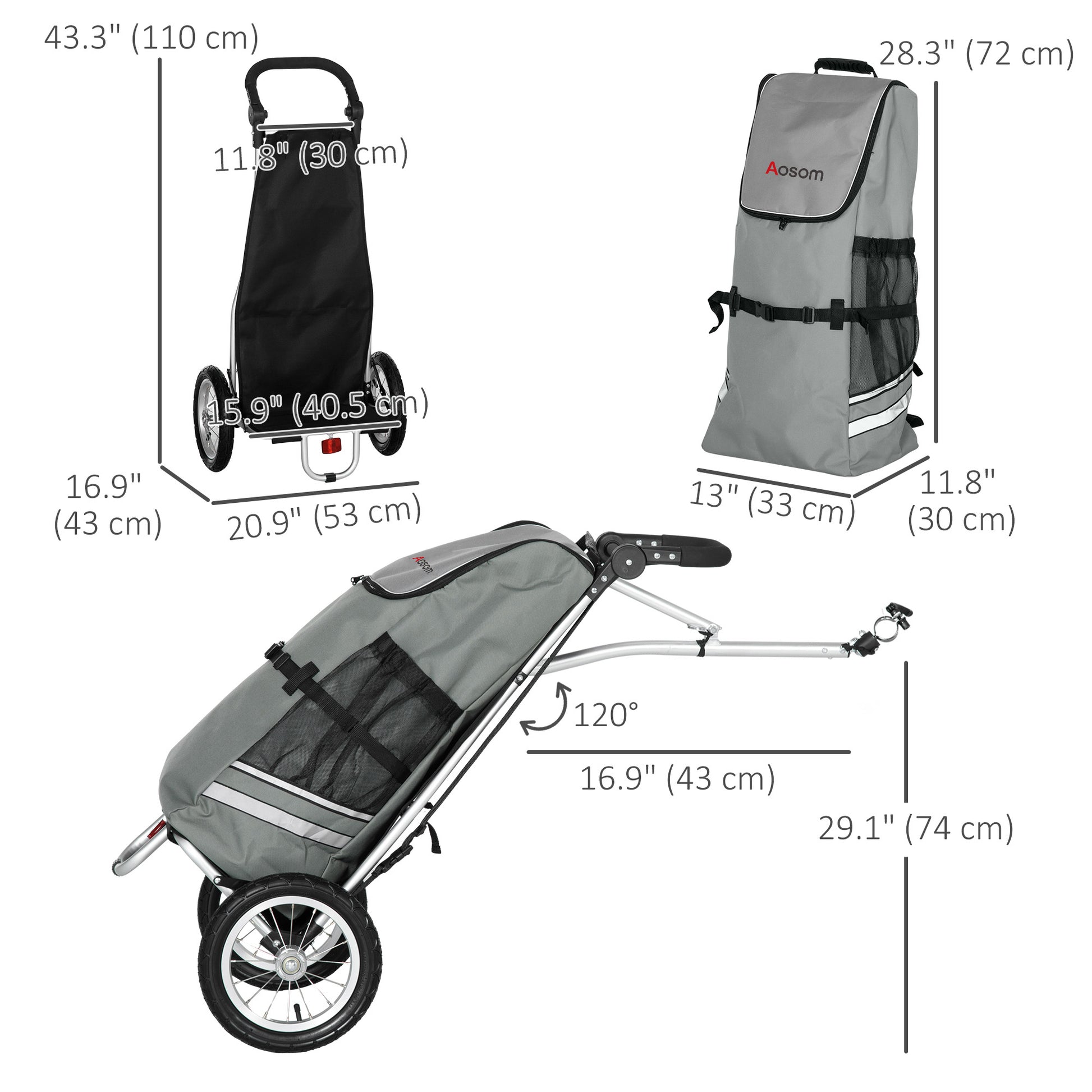 Bike Trailer, Bicycle Cargo Trailer with 12" Wheels, Reflective Strips, Outdoor Wagon Carrier with Aluminum Frame Bike Cargo Trailers at Gallery Canada