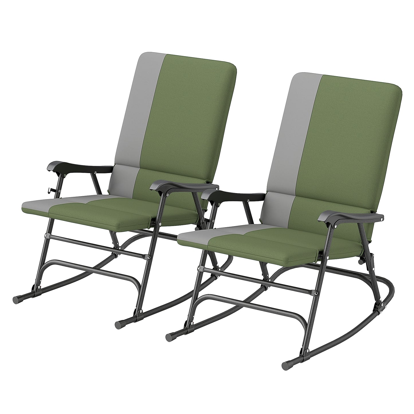 Folding Rocking Chair Set, Oversized Outdoor Rocking Chair with 400 lbs Capacity, Wide Seat, Padded High Back, Green Outdoor Rocking Chairs at Gallery Canada