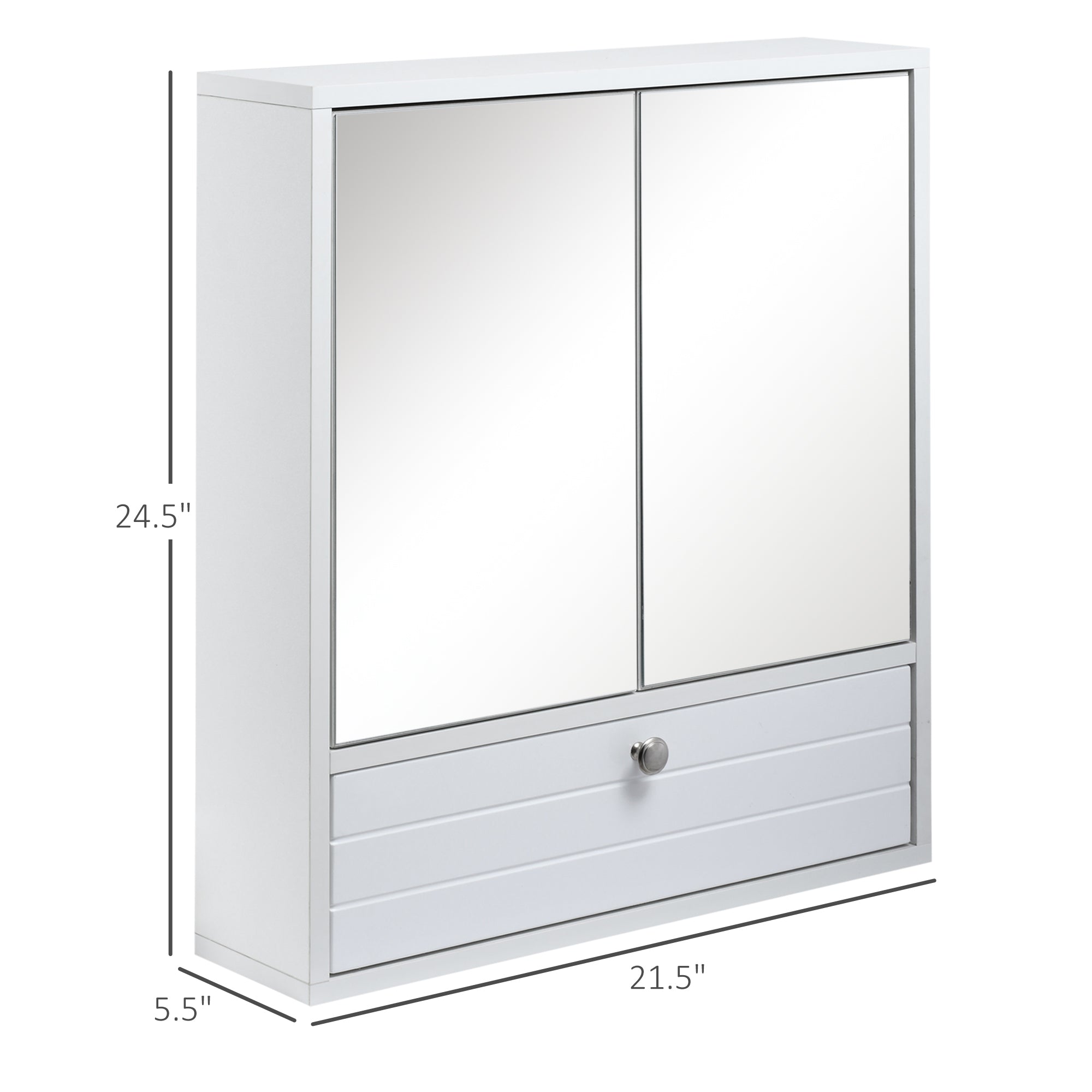 Bathroom Medicine Cabinet with Mirror, Wall Mounted Mirror Cabinet with Double Door, Storage Drawer and Adjustable Shelf, White Mirror Medicine Cabinets   at Gallery Canada