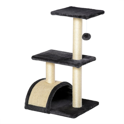 28" Cat Tree with Scratching Post, Pad, Toy Ball for Indoor Cats, Grey Cat Towers   at Gallery Canada