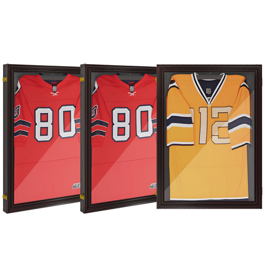 Set of 3 Jersey Display Frame Case, Acrylic Sports Shirt Shadow Box for Basketball Football Baseball, 23.5" x 31.5", Brown - Gallery Canada