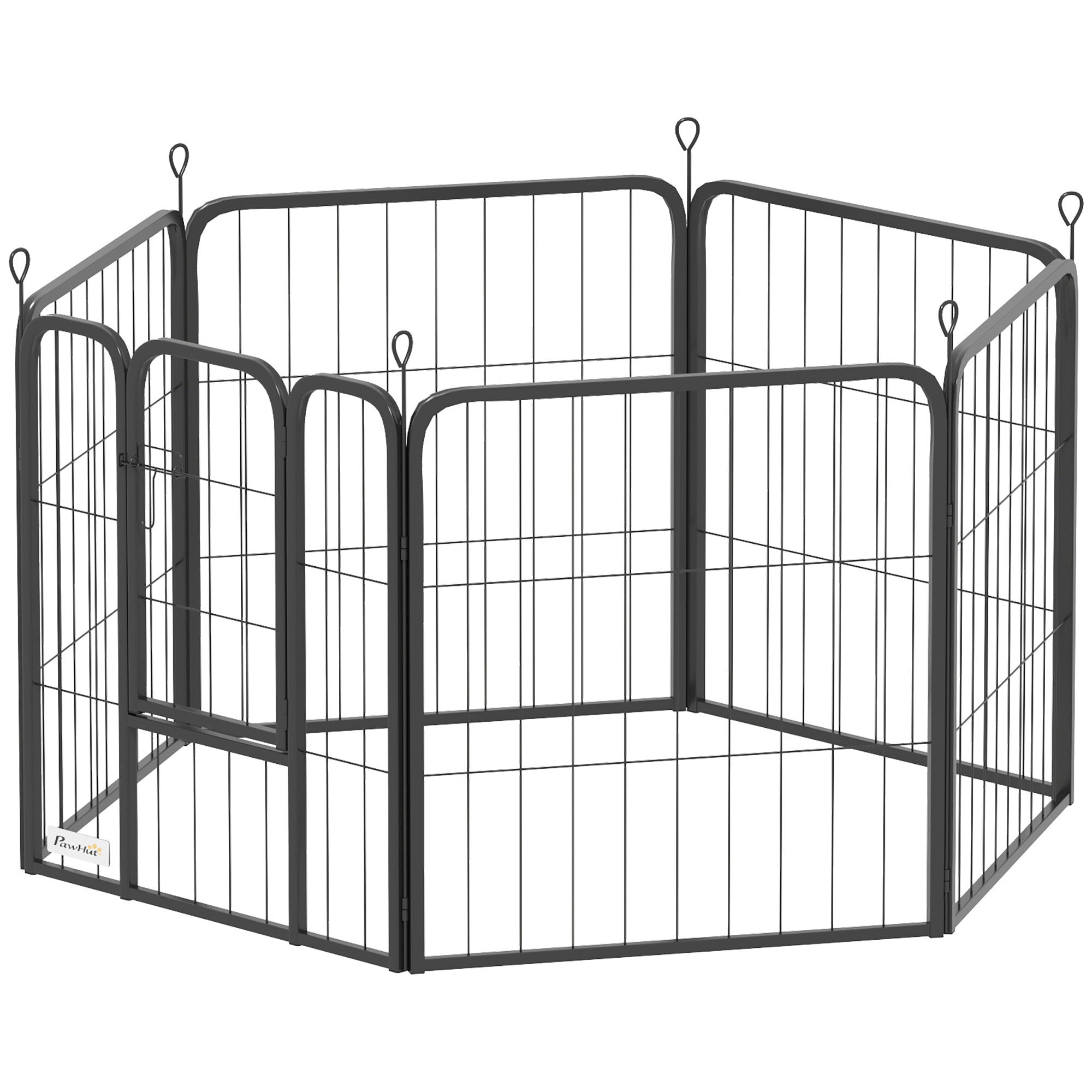 6 Panels Heavy Duty Dog Playpen Outdoor Indoor with Door &; Strap, 24