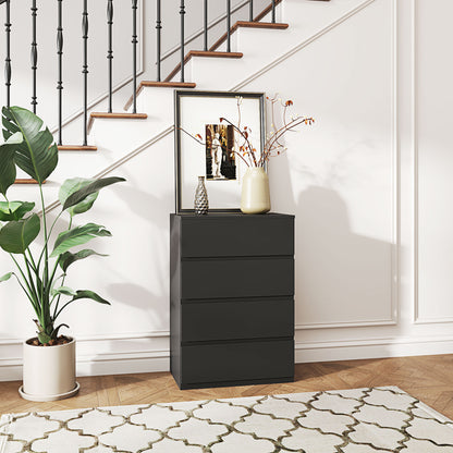 4 Drawer Chest Storage Cupboard Freestanding Drawer Unit, Black Storage Cabinets Black at Gallery Canada