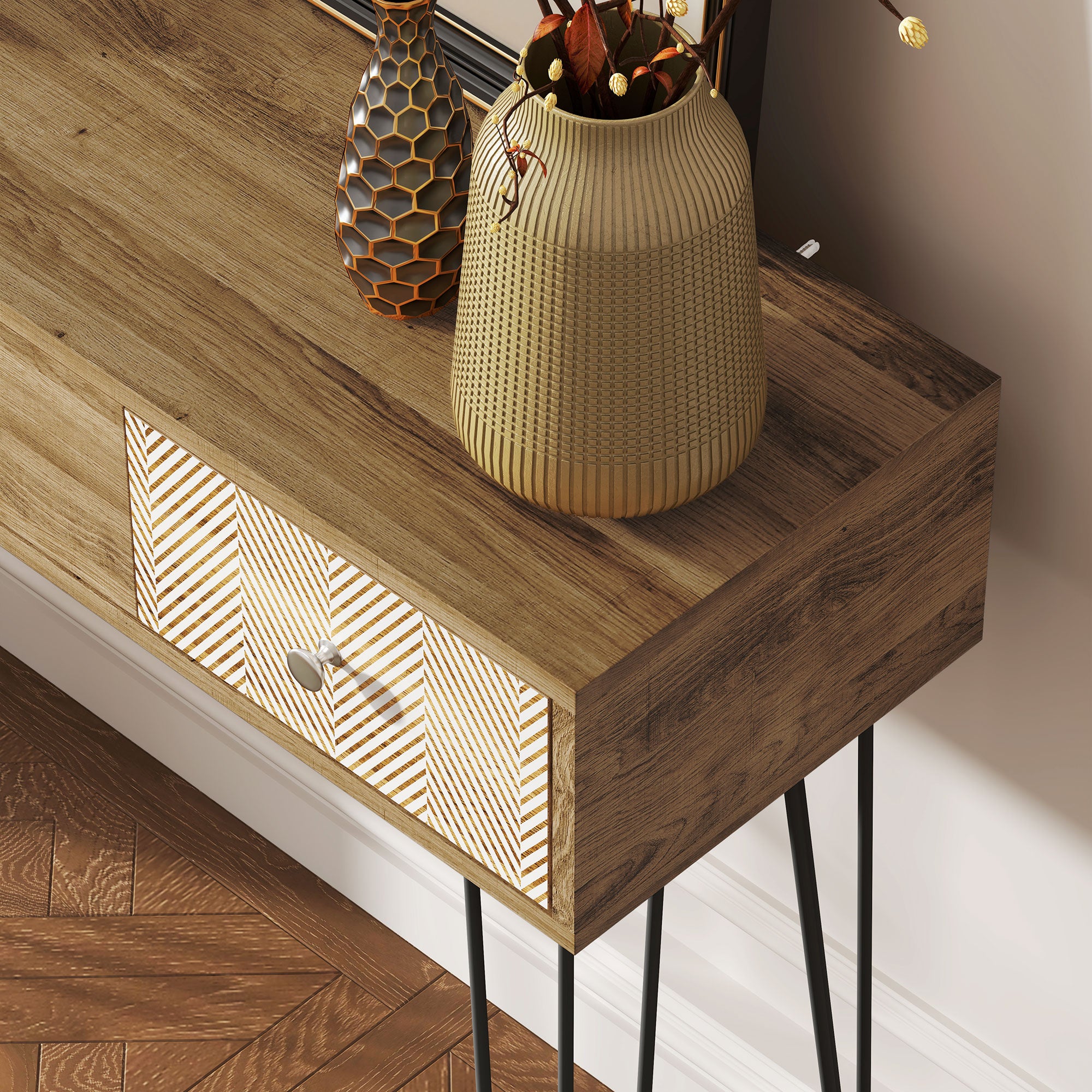 Narrow Console Table with Drawers, 35.4
