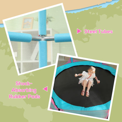 Trampoline for Kids, 4.6FT Mini Toddler Trampoline Indoor Outdoor with Handlebar, Safety Enclosure Net, Pink Trampolines   at Gallery Canada