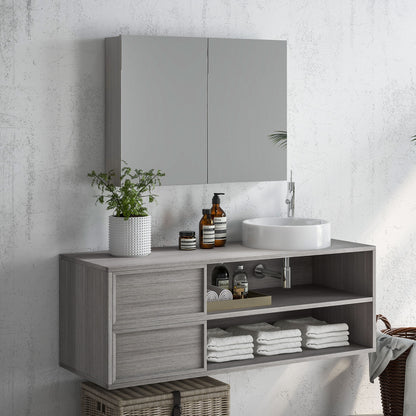 Bathroom Mirror Cabinet, Wall-Mounted Storage Organizer with Double Doors, Adjustable Shelf, Grey Mirror Medicine Cabinets   at Gallery Canada