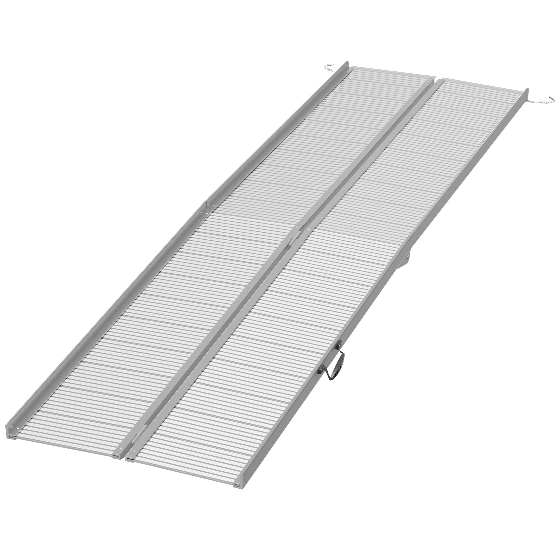 10' Foldable Handicap Ramp for Home, Steps, Doorways, Aluminum Wheelchair Ramp, Textured Threshold Ramp, Silver Knee Walker & Wheelchair Ramps at Gallery Canada