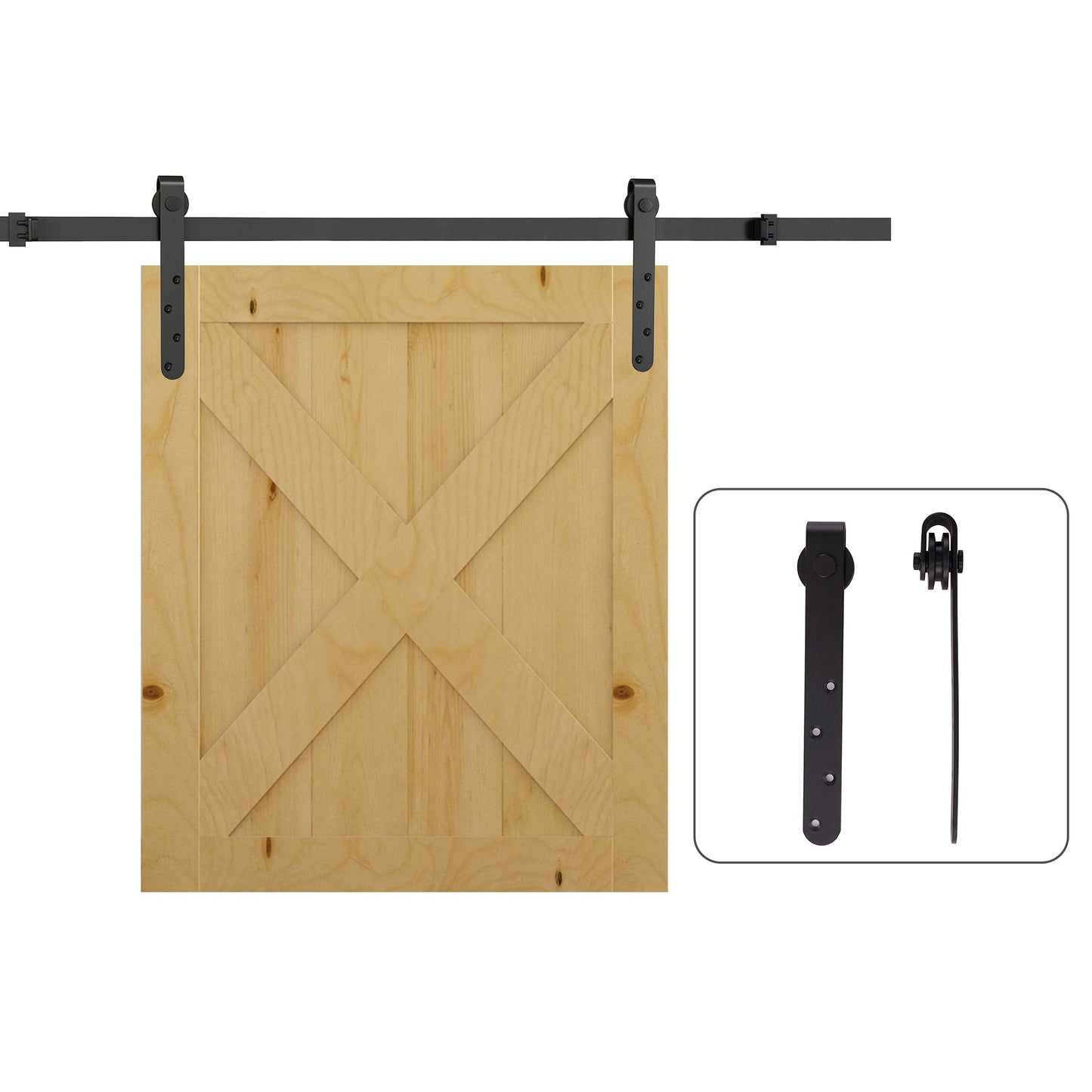 6FT Antique Sliding Barn Wood Door Hardware Kit Cabinet Closet Hanger Set for Single Door Coffee Door Hardware   at Gallery Canada