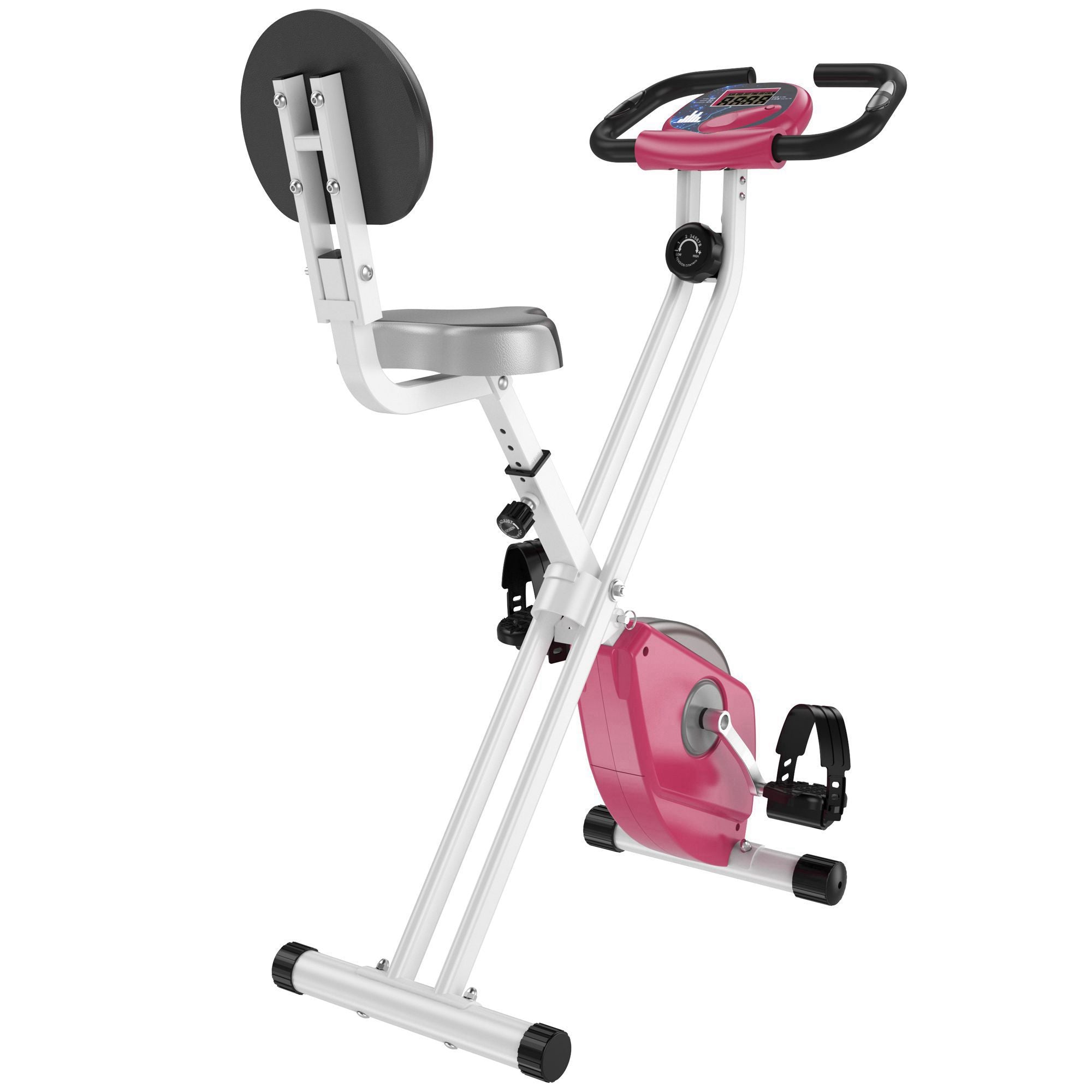 Foldable Indoor Stationary Bike with 8 Levels of Magnetic Resistance, Exercise Bike for Cardio Workout, Pink Exercise & Stationary Bikes   at Gallery Canada