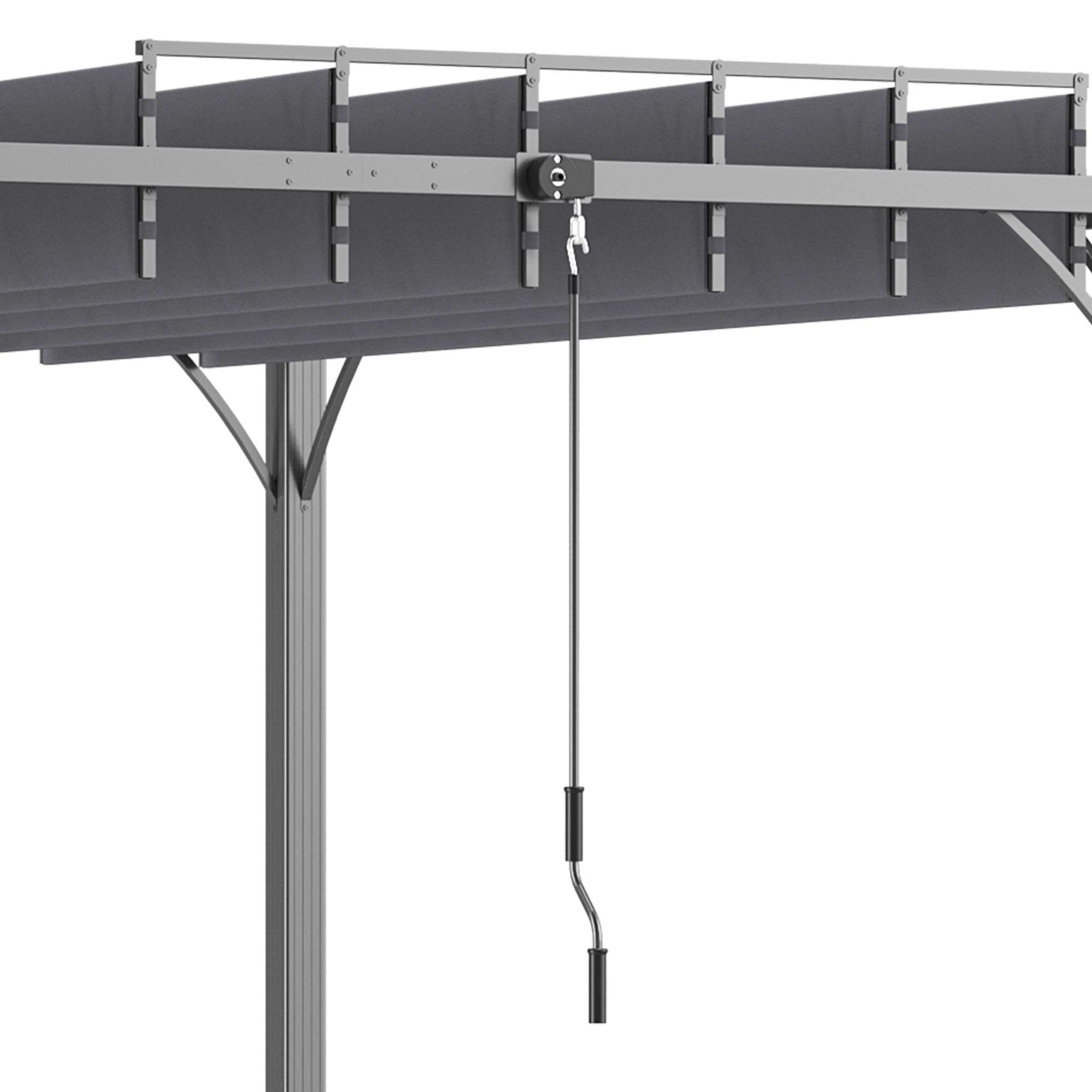 9.5' x 9.7' Outdoor Pergola with Retractable Roof, Aluminium Louvered Pergola Canopy Gazebo for Lawn Garden Patio, Grey Pergolas at Gallery Canada