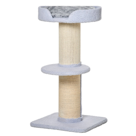 Cat Tree Kitty Tower with Sisal Mat Scratching Post, Cat Bed, Cushion, Perch, 18" x 18" x 36", Light Blue Cat Trees at Gallery Canada