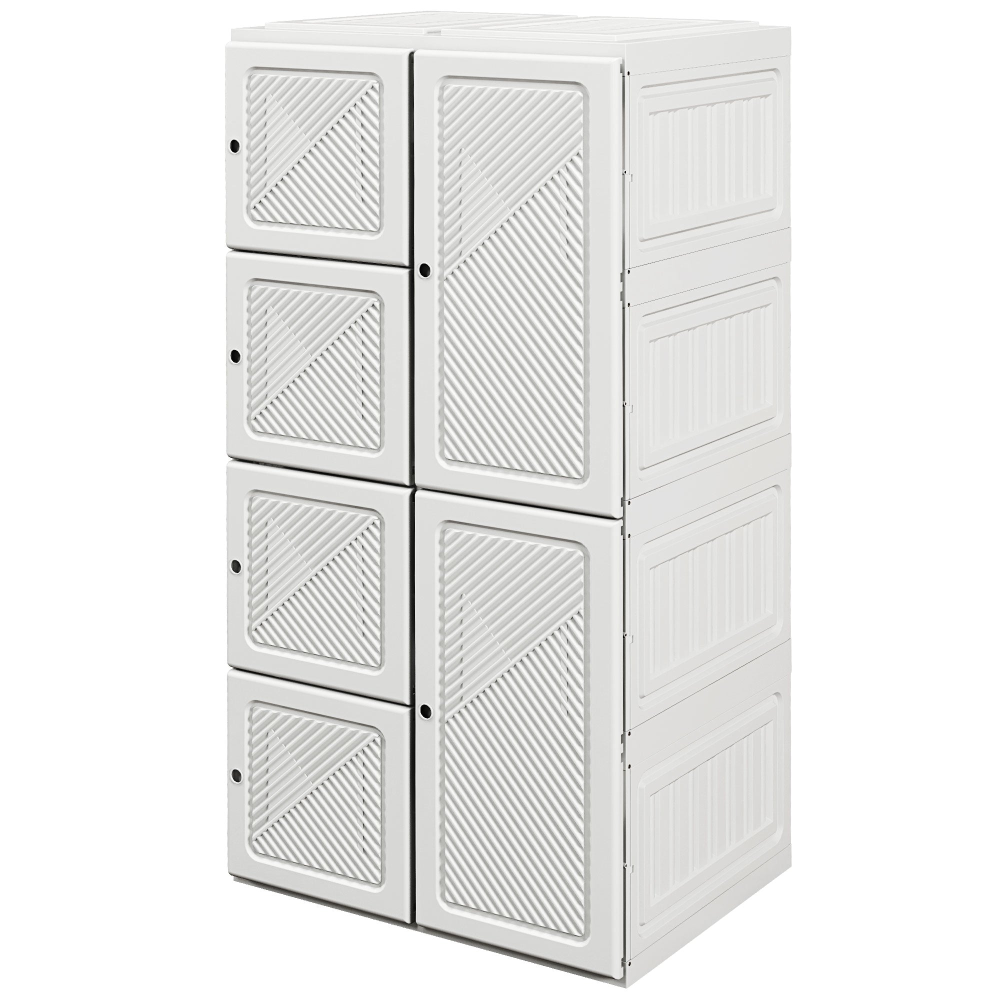 Portable Wardrobe, Foldable Clothes Storage Organzier with 5 Compartments, 2 Hanging Rod, Magnet Doors, White Clothing Storage White at Gallery Canada