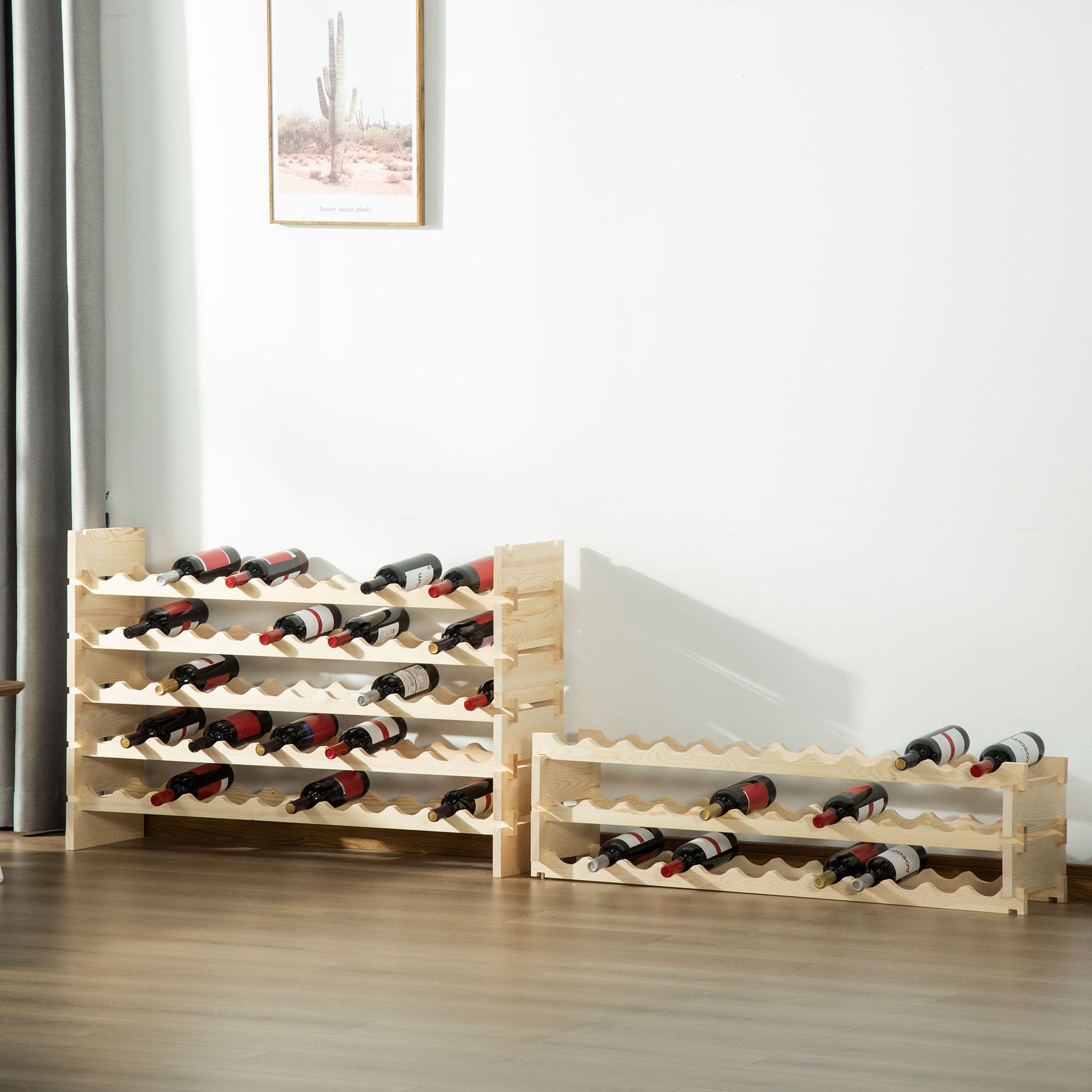 8-Tier Solid Pine Wooden Wine Rack, Stackable Wine Holder Wine Cabinet Free Standing Floor Liquor Storage Shelf, 96-Bottle Wine Racks   at Gallery Canada