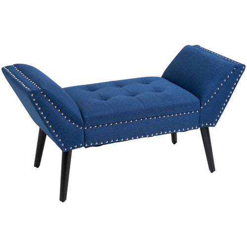 Modern Upholstered Bench, End of Bed Bench for Bedroom, Hallway Bench with Arms and Nailhead Trim