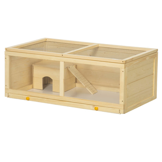 Natural Wooden Small Animal Cage with Sliding Tray and Openable Top, Natural Hamster Cages Natural  at Gallery Canada