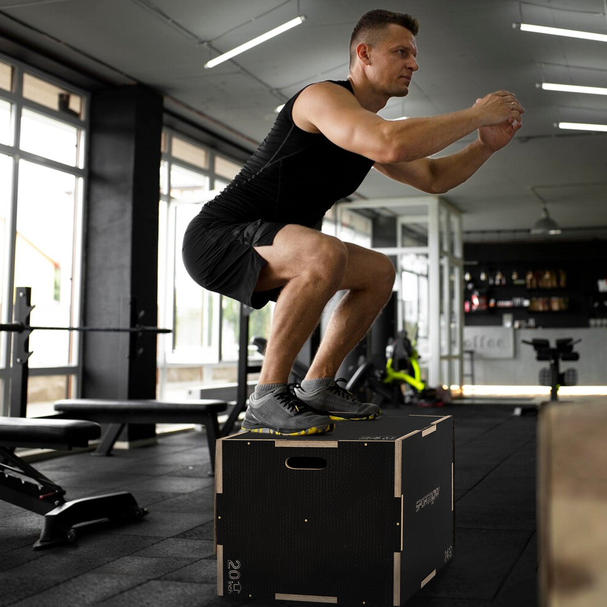 24/20/16 In Wooden Plyometric Jump Box with Handle Openings for Home Gym Workout Training More-Strength Training Equipment   at Gallery Canada