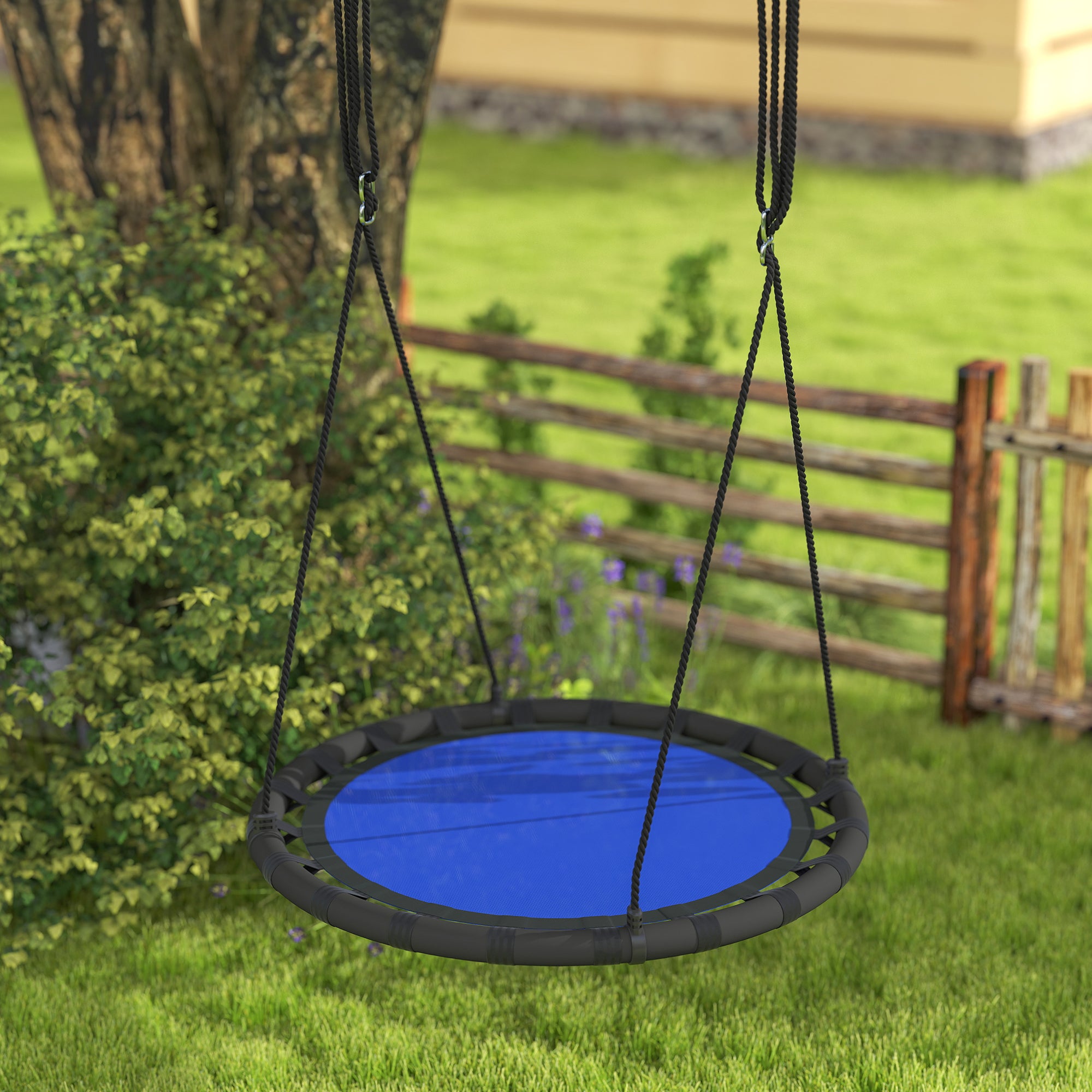 39 inch Saucer Tree Swing Set for Kids with Adjustable Hanging Ropes for Outdoor, Backyard, Navy Blue Gym Sets & Swings at Gallery Canada