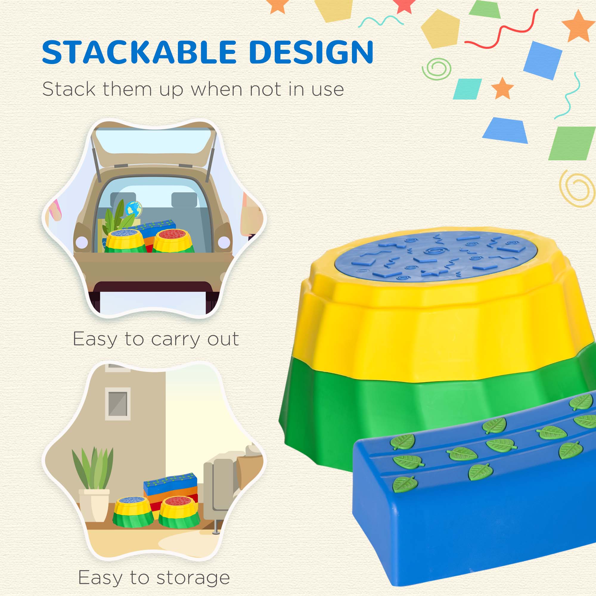 8pcs Kids Balance Beam, Balance Bridge with Non-slip Surface &; Bottom, Stackable Stepping Stones for toddler, Balance Strength Coordination Training, Multicoloured Baby Gym & Playmats at Gallery Canada