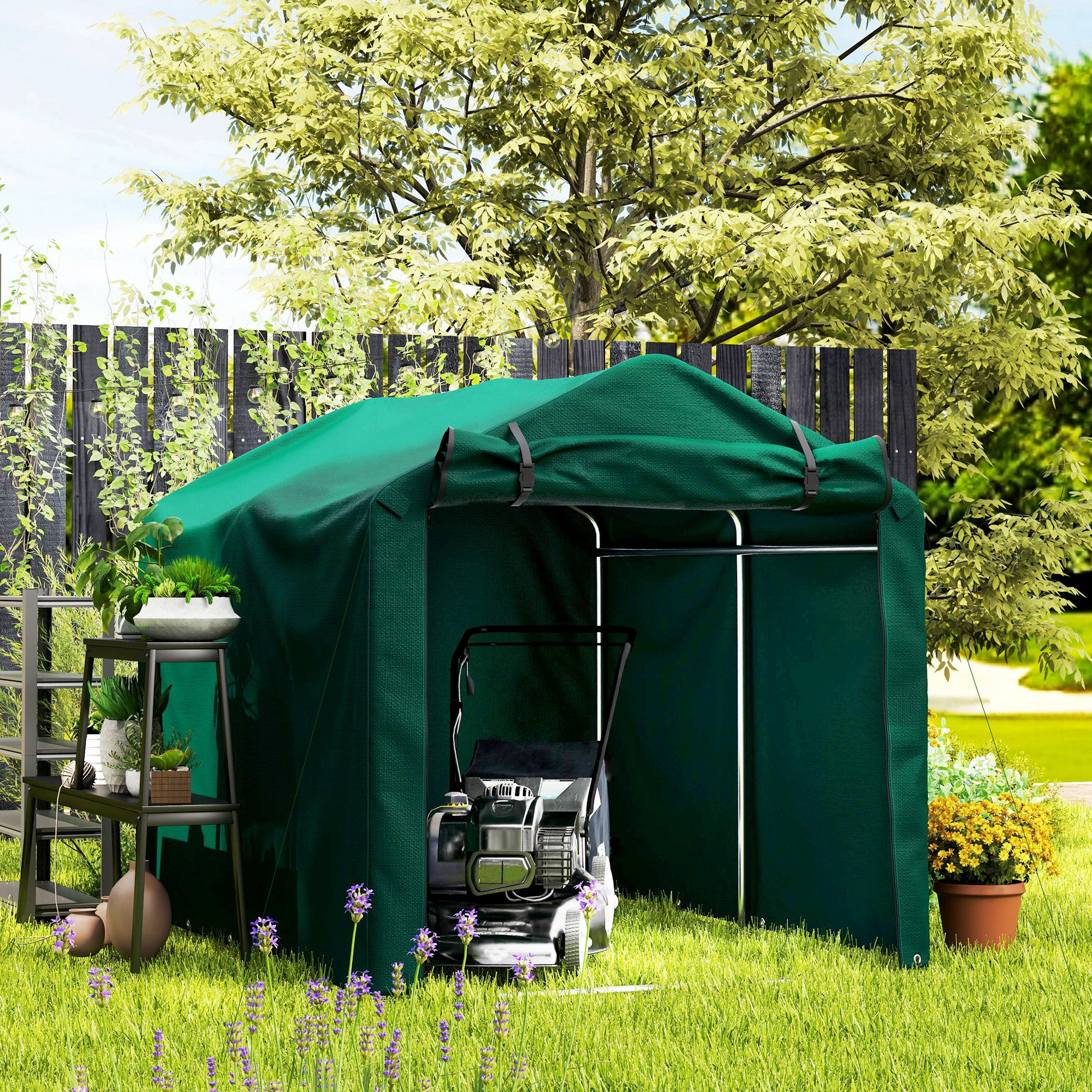 Outdoor Storage Shed, UV Resistant Bike Tent with Roll-up Zipper Door, Portable Shed for Bike, Motorcycle, Dark Green Sheds at Gallery Canada