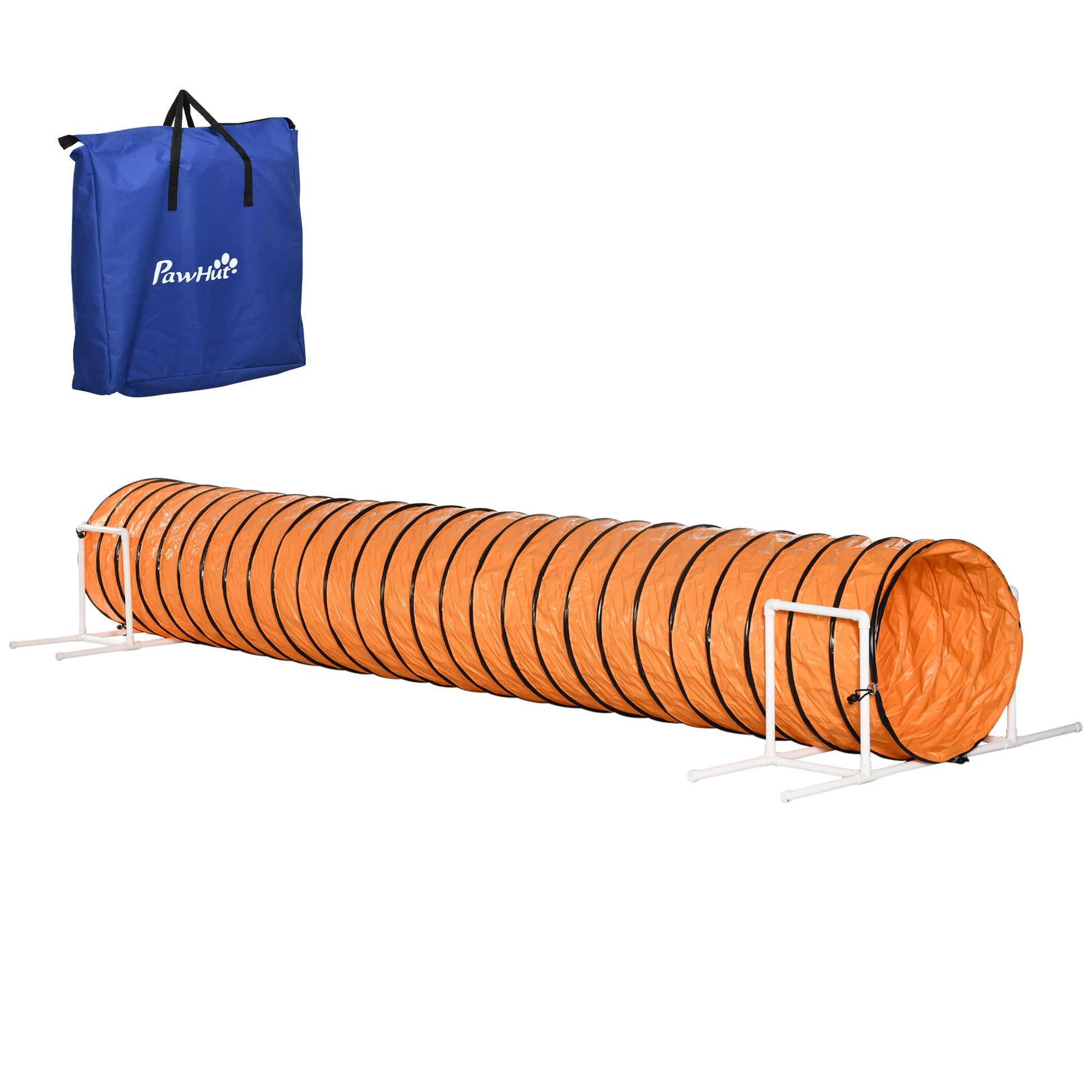 Dog Tunnel, 13 Foot Long, 24" Open Pet Agility Equipment with 2 Support Brackets, Carrying Bag, Orange Dog Agility Training Equipment Orange  at Gallery Canada