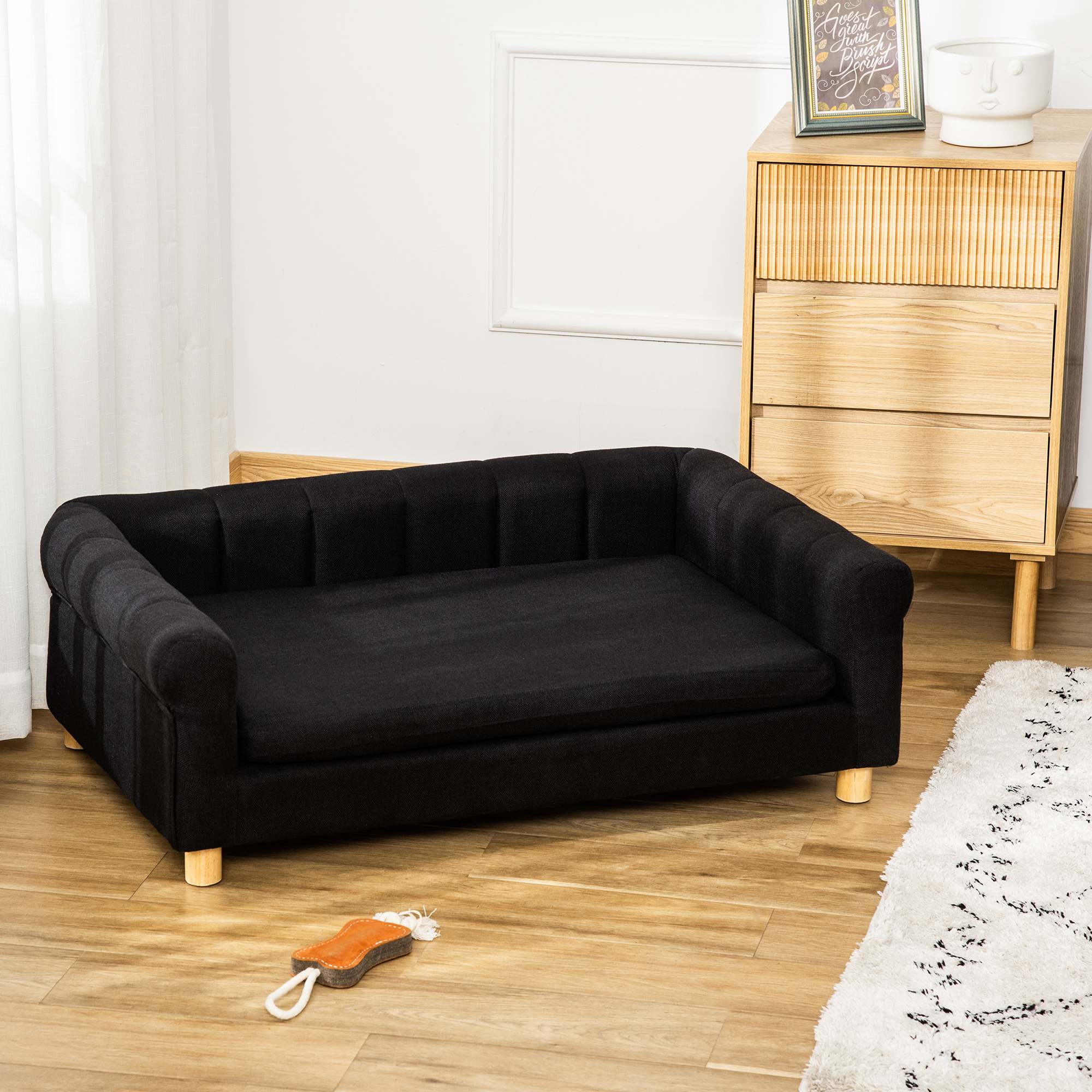 Modern Pet Sofa Cat or Medium Large Dog Couch W/ Removable Seat Cushion, Black Dog Sofas at Gallery Canada