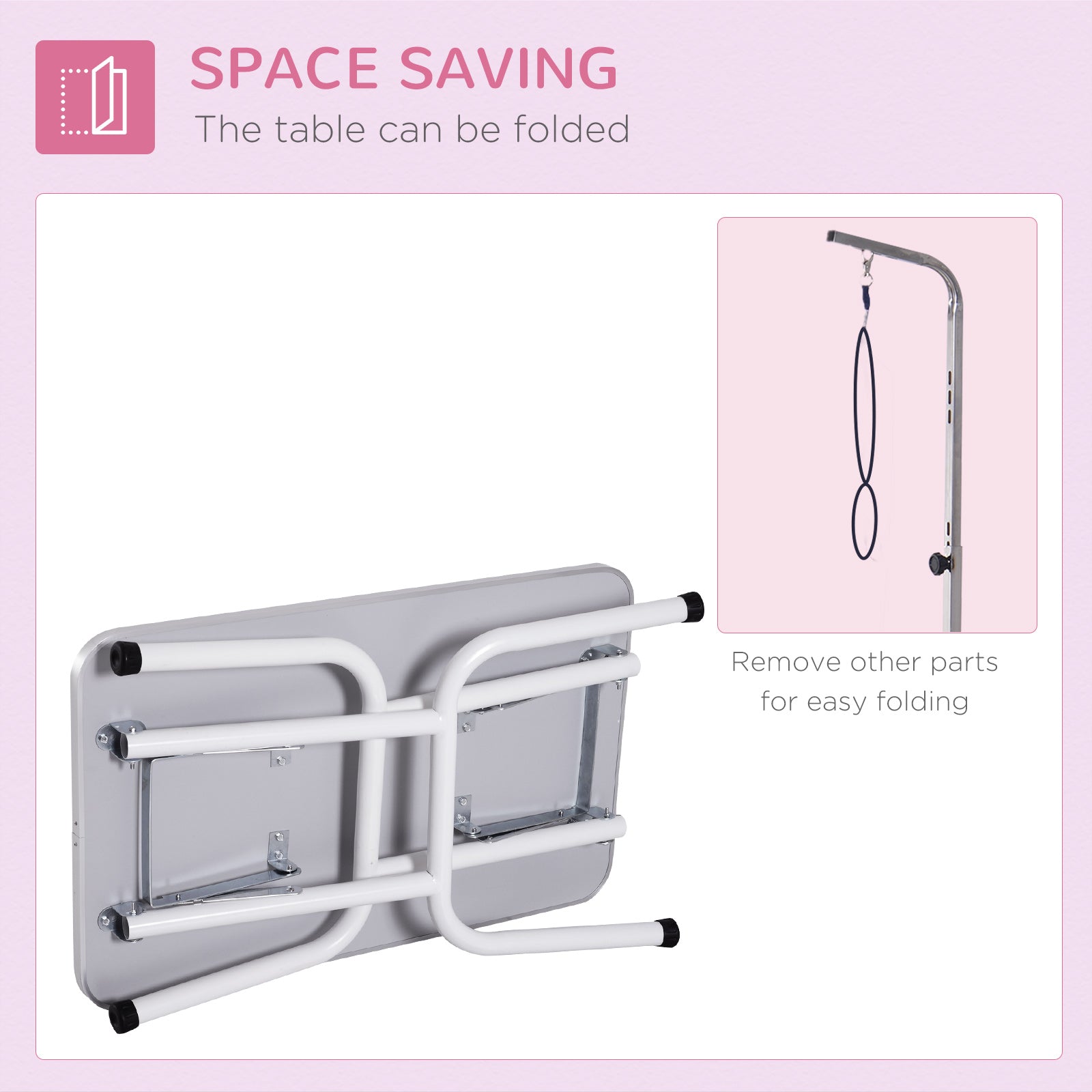 Foldable Pet Grooming Table for Dogs Cats with Adjustable Arm, Non-slip Surface, Pink Dog Grooming Tables at Gallery Canada