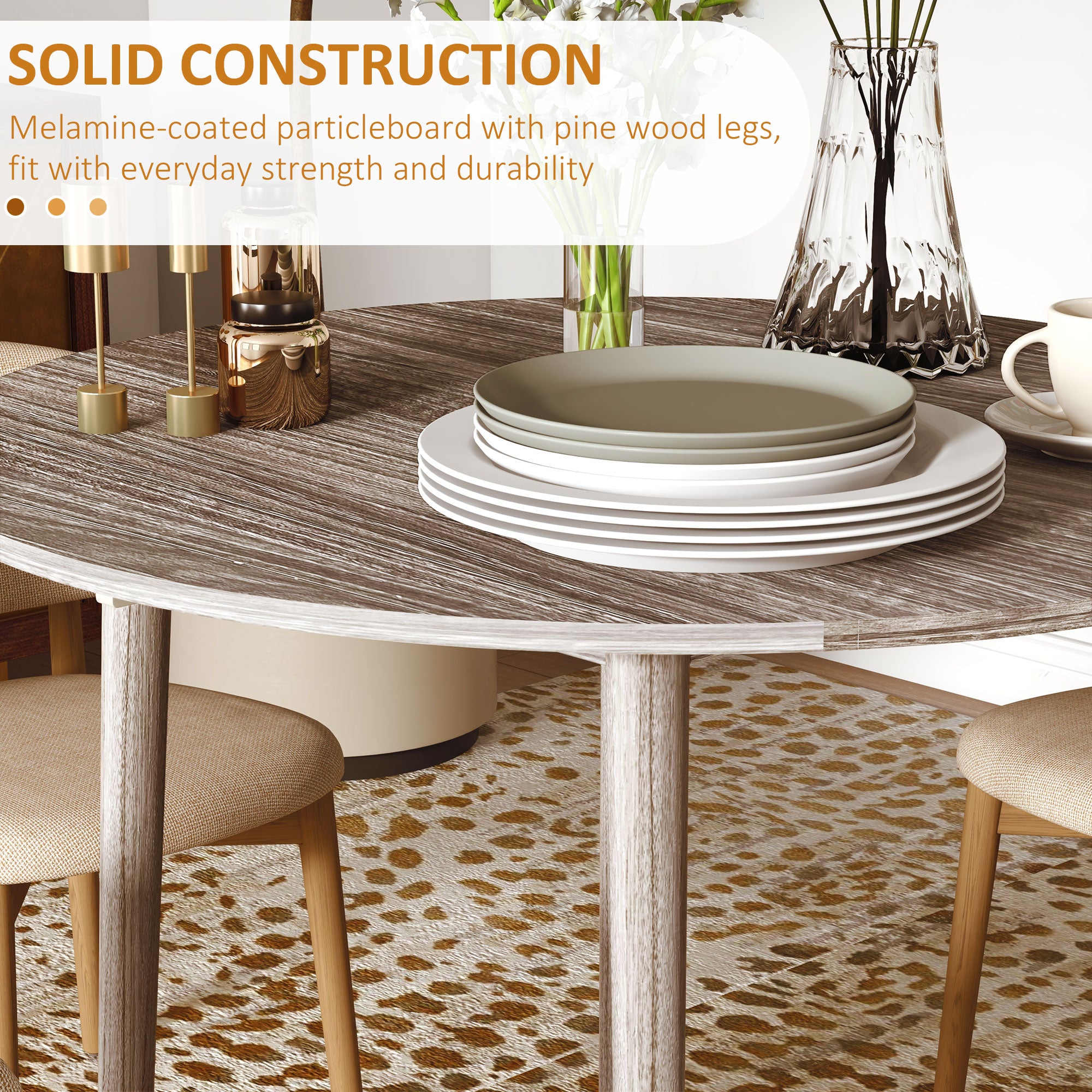 Folding Dining Table, Round Drop Leaf Kitchen Table for Small Spaces with Wood Legs, Distressed Grey Bar Tables & Dining Tables at Gallery Canada