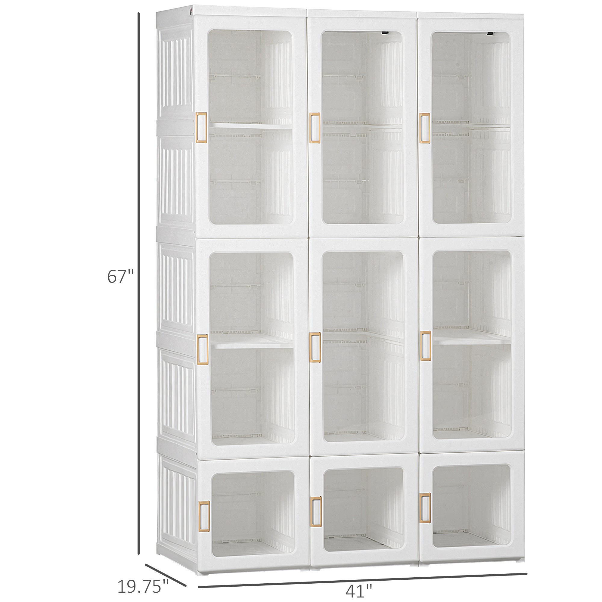 Portable Wardrobe Closet, Bedroom Armoire, Foldable Clothes Organizer with Cube Storage, Hanging Rods, Magnet Doors, White Clothing Storage   at Gallery Canada