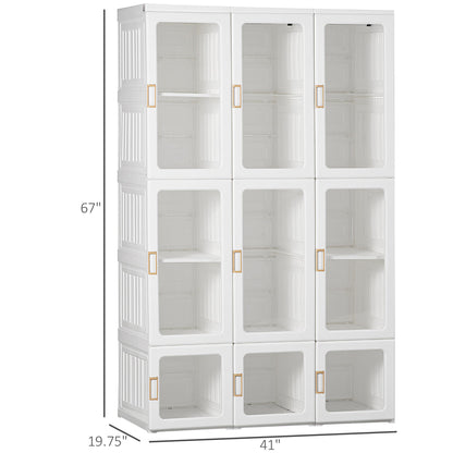 Portable Wardrobe Closet, Bedroom Armoire, Foldable Clothes Organizer with Cube Storage, Hanging Rods, Magnet Doors, White Clothing Storage   at Gallery Canada