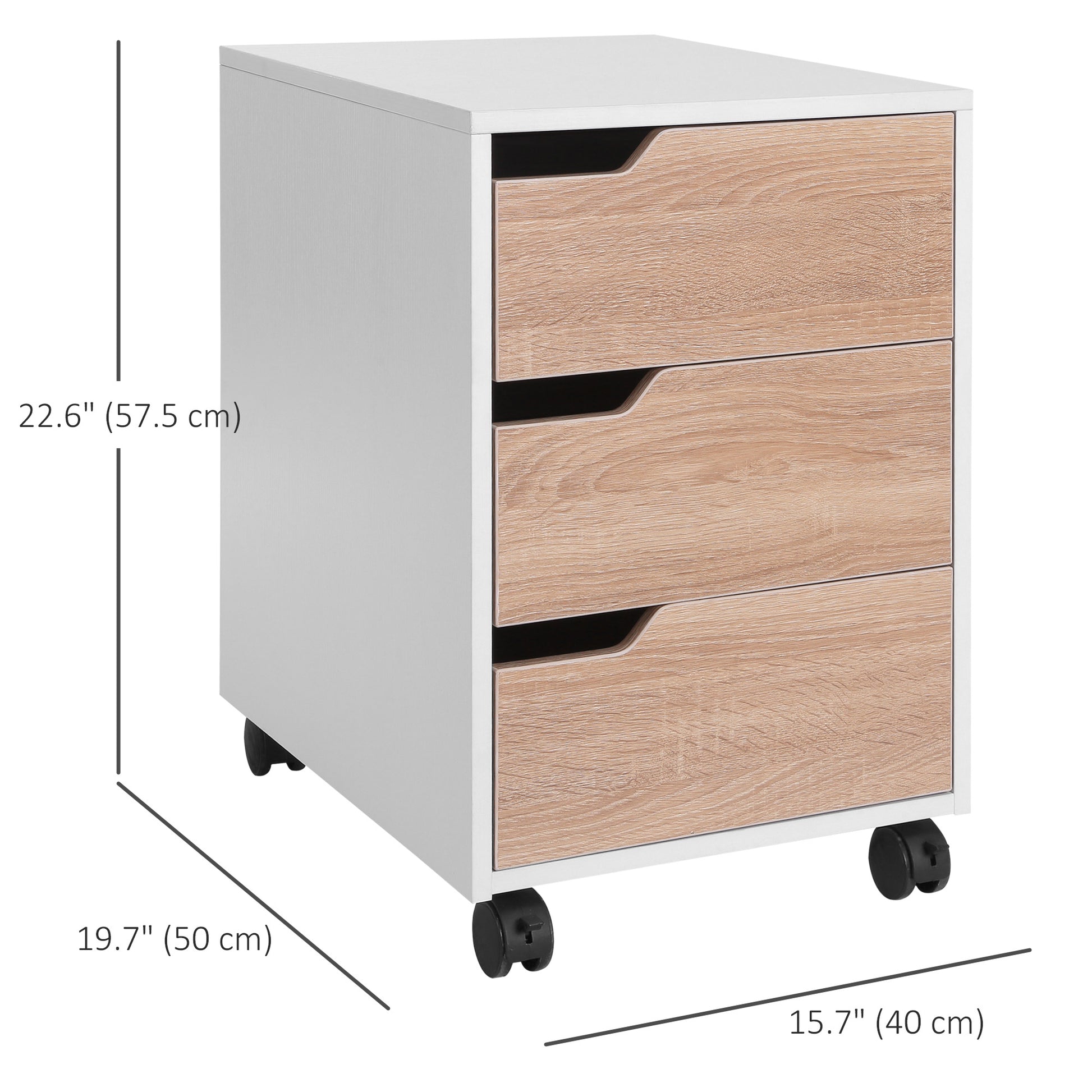 3 Drawer File Cabinet, Mobile Vertical Filing Cabinet with Wheels, Office Storage Cabinet, Oak Office Cabinets & Cupboards at Gallery Canada