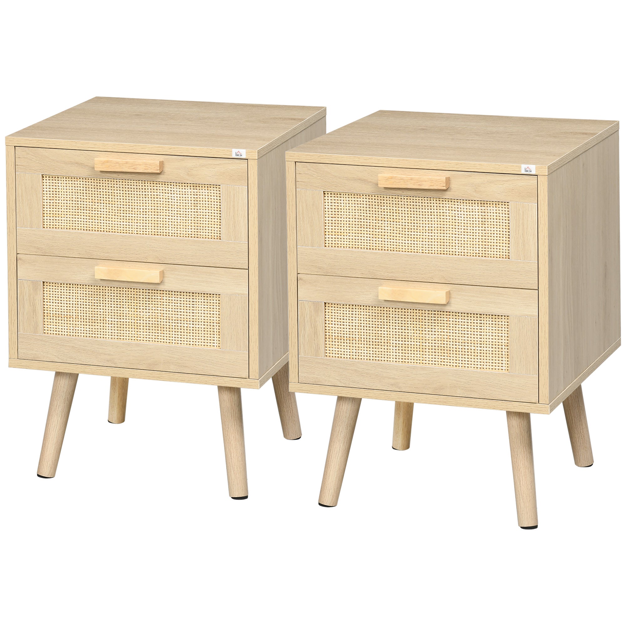 Boho Design Nightstand Set of 2, Side End Table with 2 Drawers for Living Room, Bedroom Bedside Tables at Gallery Canada
