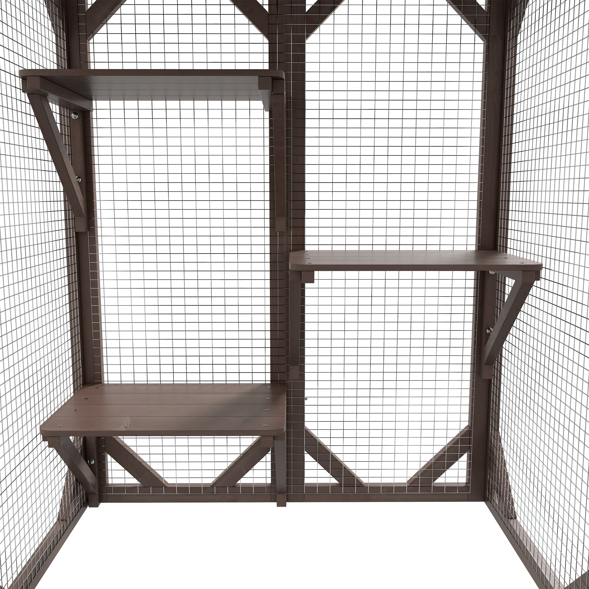 Cat Cage Indoor Catio Outdoor Cat Enclosure Pet House Small Animal Hutch for Rabbit, Kitten, Crate Kennel with Waterproof Roof, Multi-Level Platforms, Lock, Camel Outdoor Cat Enclosures at Gallery Canada