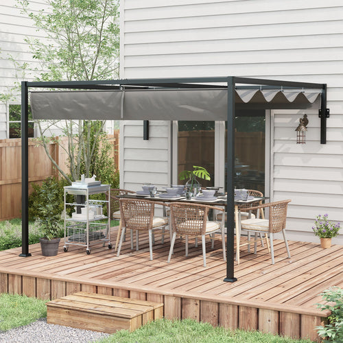 10' x 10' Pergola on Deck Metal Retractable Roof Pergola for Grill, Garden, Patio, Deck
