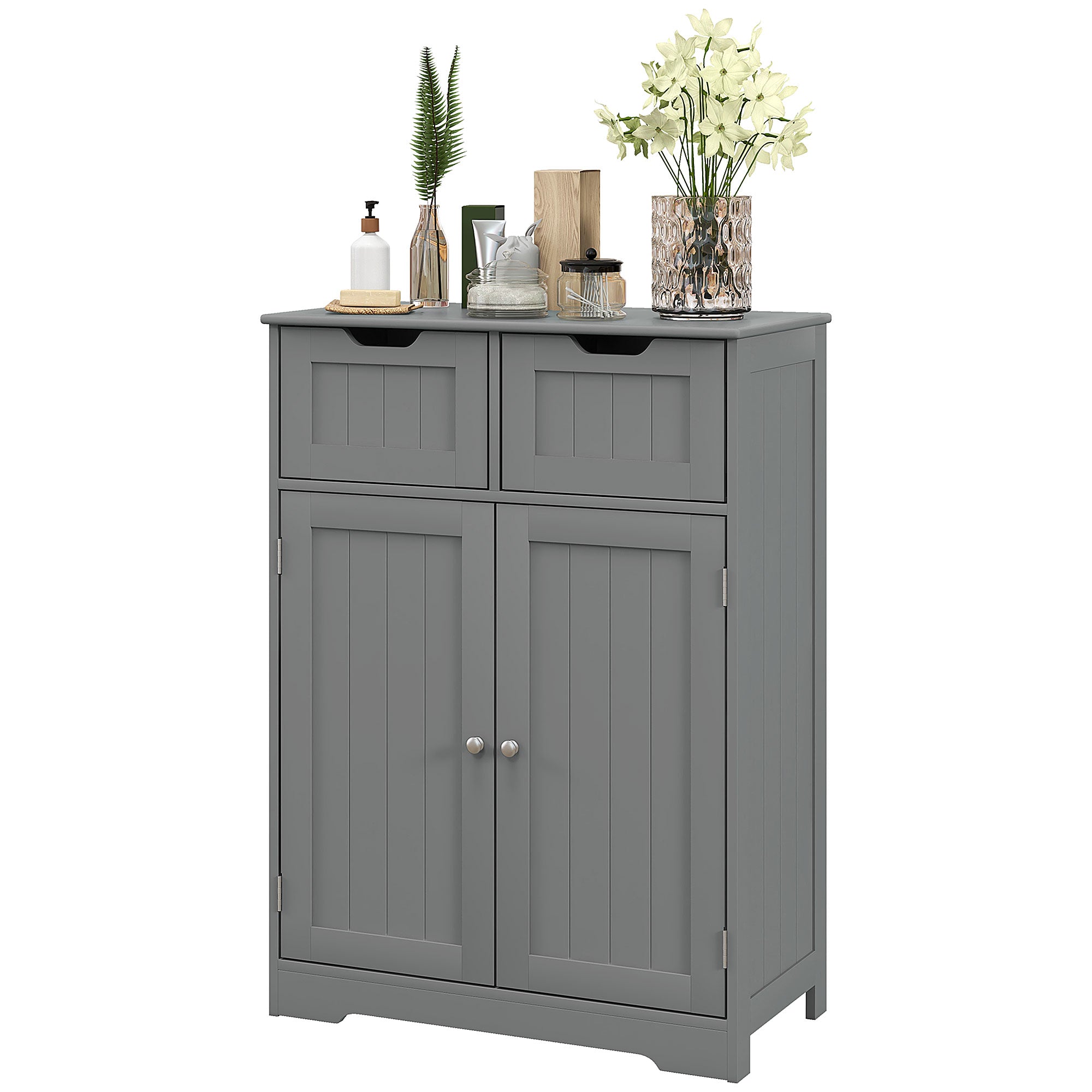 Bathroom Cabinet, Bathroom Storage Cabinet with 2 Drawers, Adjustable Shelf for Living Room, Entryway, Grey Bathroom Cabinets   at Gallery Canada