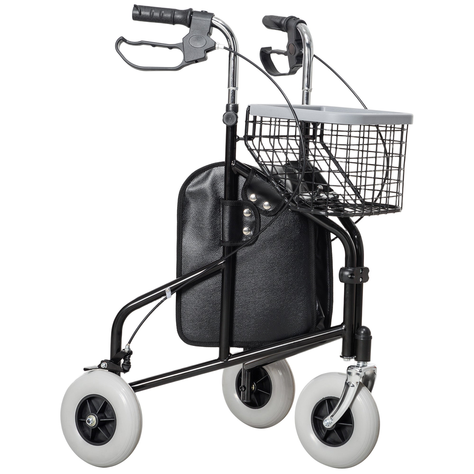 Upright Walker Up Rollator, Rolling Walker with Wheels, Storage Bag, Tray, Adjustable Handle Height, Black Knee Walker & Wheelchair Ramps at Gallery Canada