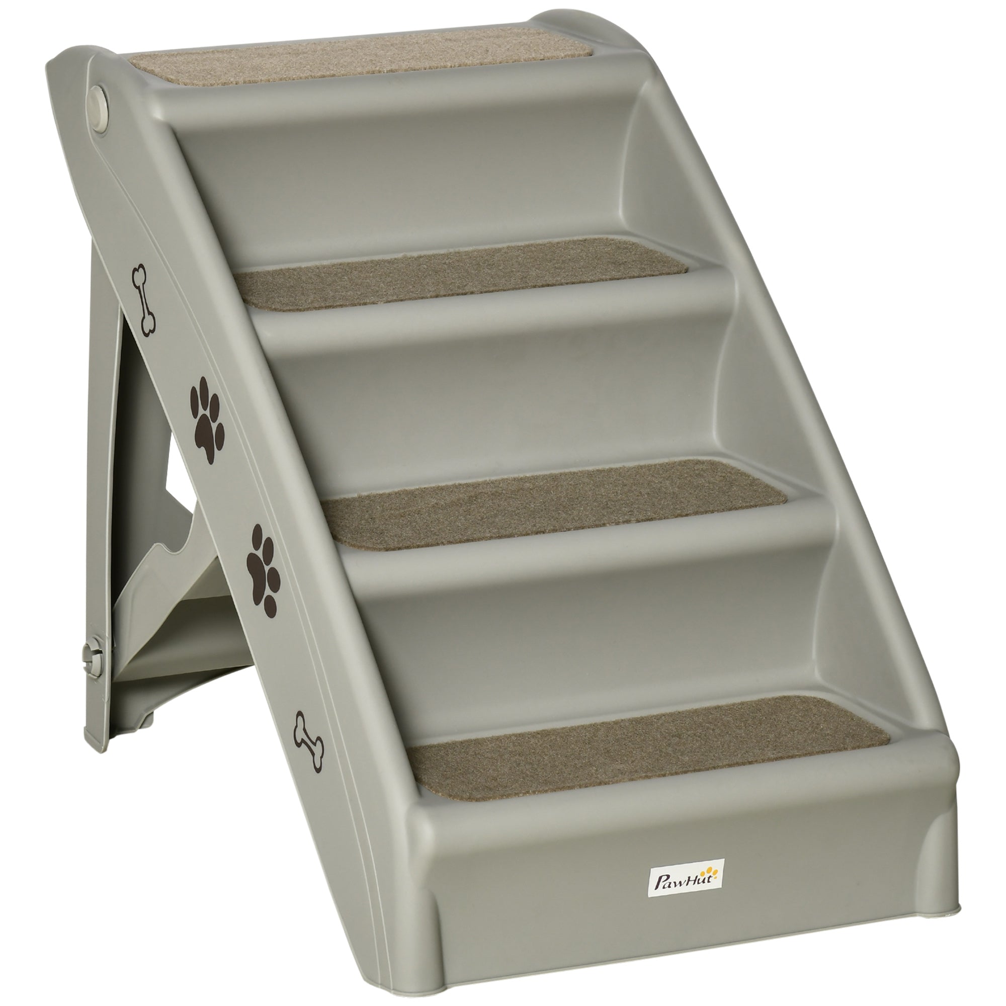 4-Level Portable Dog Stairs, Foldable Dog Steps for Small Dogs, Lightweight Cat Steps, with Nonslip Soft Mats, for High Bed, Sofa, Grey Dog Stairs Grey  at Gallery Canada