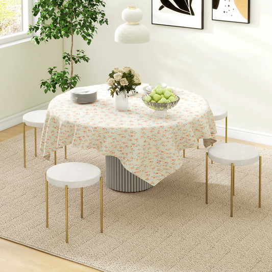 Backless Round Dining Chairs, Modern Stacking Stools Set of 4, Kitchen Chairs with Metal Legs, Cream White Dining Chairs   at Gallery Canada